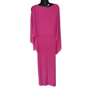 Glamour Nights size 6 Red Burgundy long sleeves floor length cape dress